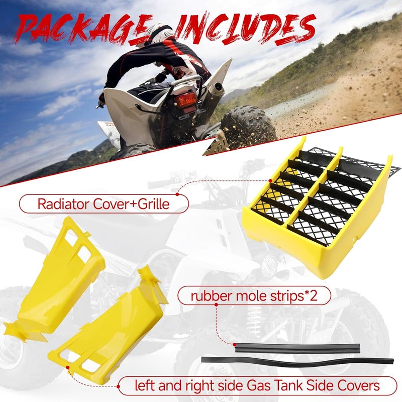 ATVMaster Yellow Plastic Gas Tank Side Covers with Grill, Compatible with Yamaha Banshee 350 1987-2006, 2-PC Set, OE 2GU-21711-50-00, 2GU-21721-50-00, 2GU-23391-50-00 - Image 5